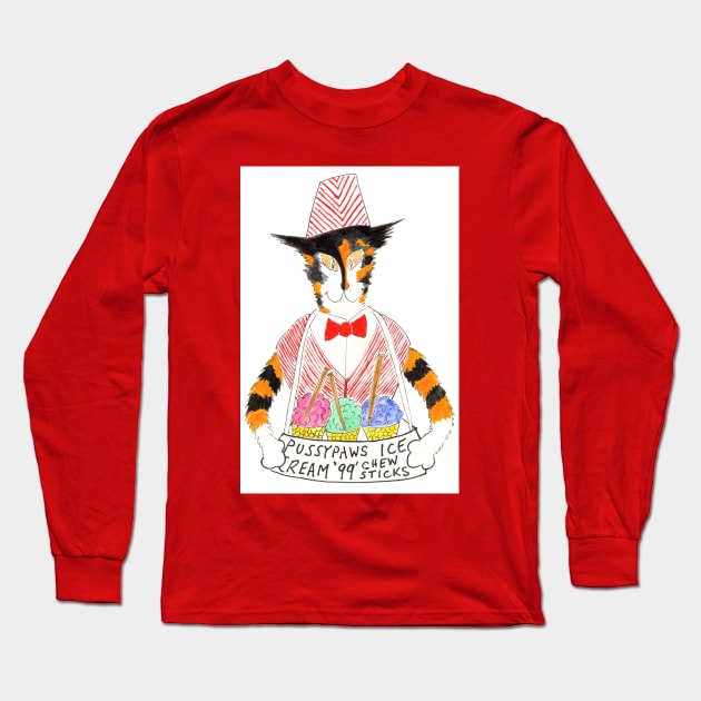 Calico Cat Ice Cream Seller Long Sleeve T-Shirt by MrTiggersShop